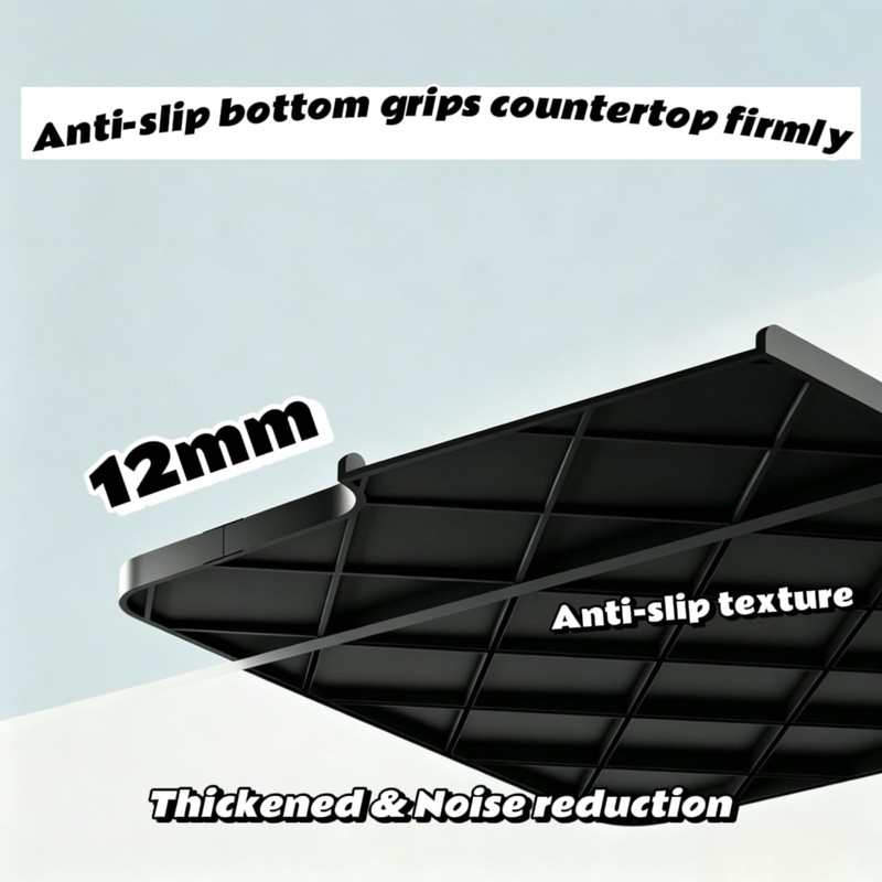 Silicone Dish Drying Mat for Kitchen counter, 15.8"x13" (Black)