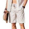 HOTake Men's Linen Shorts Casual Drawstring Elastic Waist Summer Beach