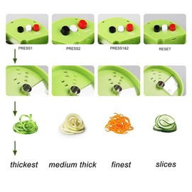 Spiral Vegetable Slicer, Manual Spiral Chopper with 3 Blades and 4 Patterns, Kitchen Grater Chopper for Carrots, Cucumbers, Veggetti, Dishwasher Safe