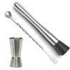 Prettyui - Stainless Steel Cocktail Muddler, Mixing Spoon, Jigger Set,