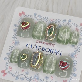 Rose Embed Handmade Nail Tips - Square L / 로즈 엠베드 수제네일팁 - 스퀘어L