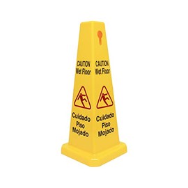 Thunder Group PLWFC027 Safety Floor Sign, Caution/Wet Floor", 27" Tall, Cone Shape, Dual-Sided, Plastic, Yellow
