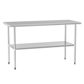 Chingoo Stainless Steel Table 30 x 60 Inches Metal Prep Table with Adjustable Undershelf for Commercial Kitchen & Outdoor Use