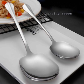 LSENLONG Serving Spoon, Buffet Spoon, Serving Spoon, Stainless Steel, Salad Spoon, Large Spoon, Tableware for Household and Catering