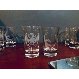 Engraved Dragon Shot Glass Tic Tac Toe Game, Glass Dragon, Dragon glass, Tic Tac Toe, Engraved Mirror, Father's Day