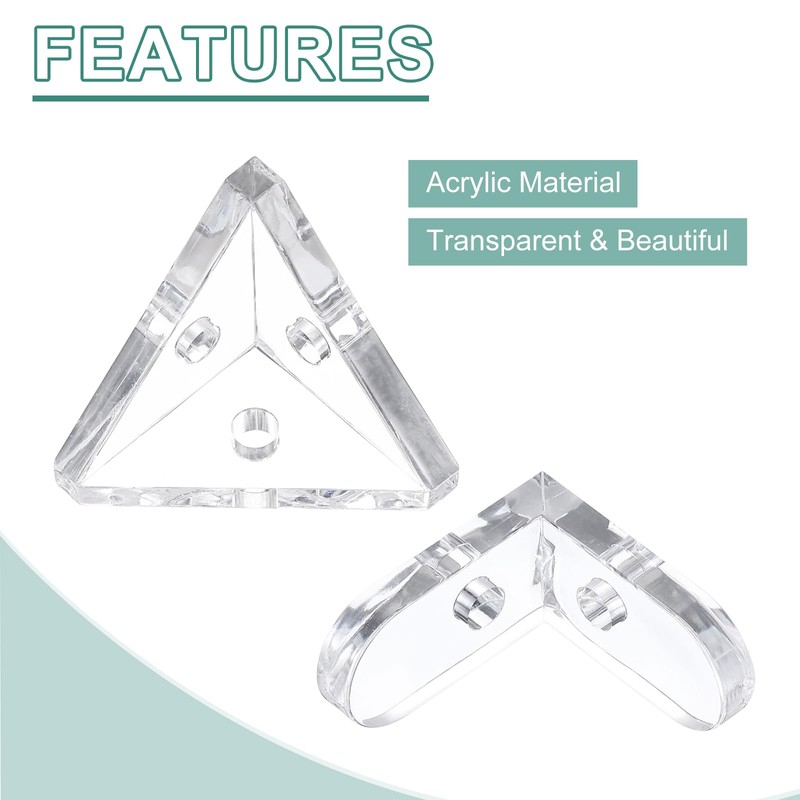 sourcing map 8 Set Acrylic Corner Bracket L-Shaped and Triangle