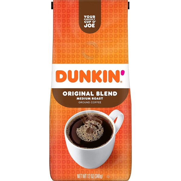 Dunkin' Original Blend Medium Roast Ground Coffee, 12 Ounces (Packaging May Vary)