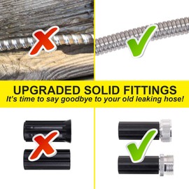 Stainless Steel Garden Hose 75 ft - Metal Water Hose with 2 Nozzles, Lightweight, Tangle Free & Kink Free, Heavy Duty, High Pressure, Flexible, Dog Proof