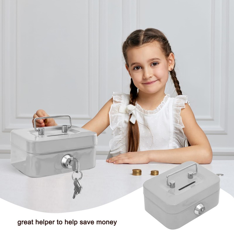 Small Cash Box, Lockable with Key, Lockable with Key, Portable