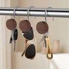 AmazorHome Shower Curtain Hooks, Wood Shower Curtain Hooks for Bathroom