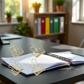 4Pcs Gold Hollow Out Long Tail Wire Binder Clips Paper Binder Clip Large 51mm Binder and Paper Clips, Office Products Small in Size and Light in Weight
