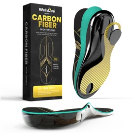 Carbon Fibre Insoles with Arch Support, Shock-Absorbing Performance Soles for Active Sports, Energy Return and Protection Against Injuries, Not for Stud Shoes and Tight Shoes - S