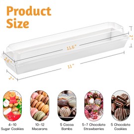 ZORRITA ZORRITA 25 Pack Paper Strawberry Boxes with Clear Lids, 12 x 2.6 x 2 Inches White Long Macaron Boxes for Packaging 5-7 Chocolate Covered Strawberries, Cookies, Cocoa Bombs, Truffles