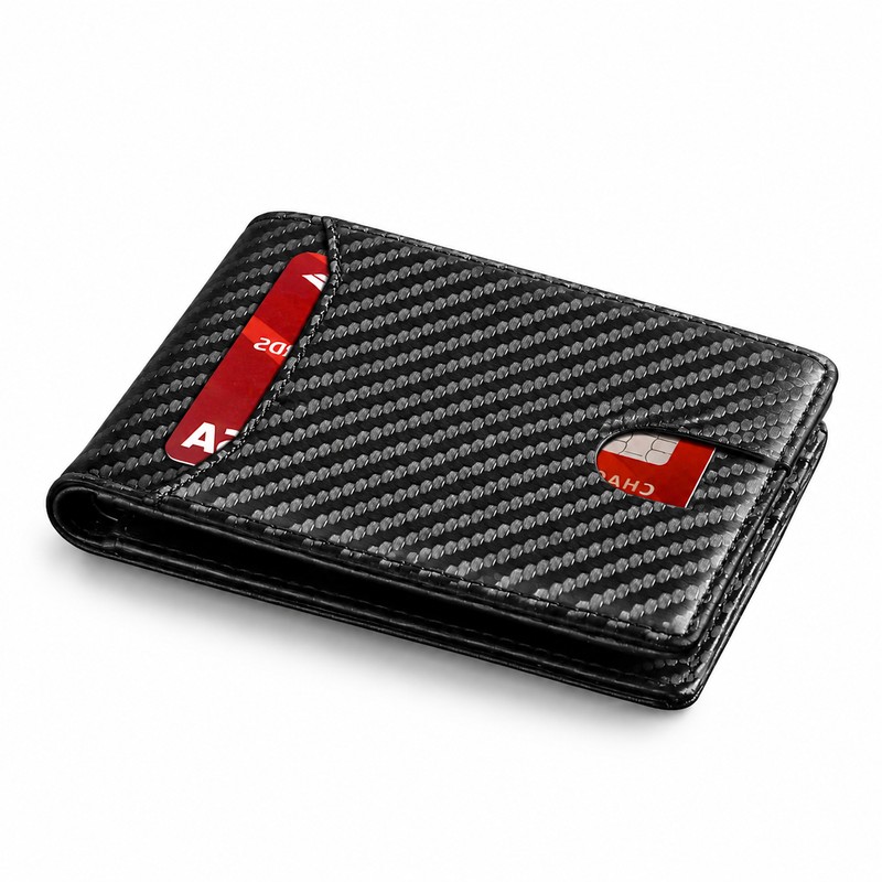Ultra Thin RFID Wallet for Men – Carbon Fiber Pattern