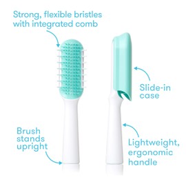 Frida Baby Frida Baby Thick or Curly Hair Detangler Brush for Kids, Toddler Hairbrush Detangles Knots Without Tears or Breakage, Comb Teeth and Bristle Design, White/Blue ,1 Count