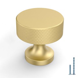 Amerdeco 10 Pack Gold Knurled Cabinet Knobs Kitchen Cabinet Handles for Drawer Dresser, Cupboard and Wardrobe AM012