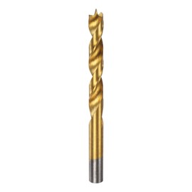 sourcing map Brad Point Drill Bit 10.5mm(13/32") Dia Straight Round Shank Drill Metric Brad Point Spiral Twist Drill Bits for Carpenter Woodworking Plastic Rubber, Golden