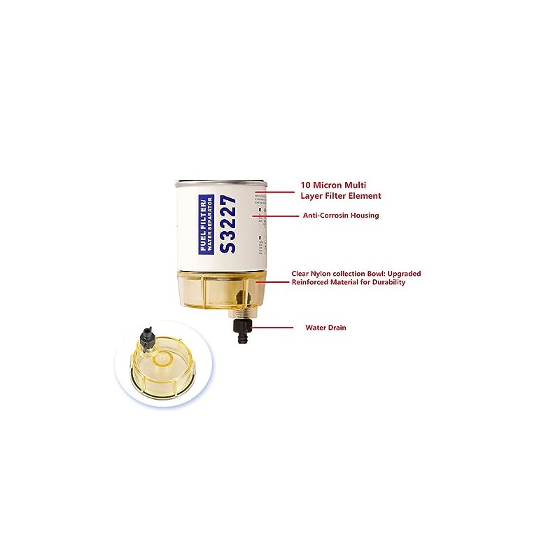 S3213 Fuel Water Separating Filter Element R25T Nylon Fuel Bowl