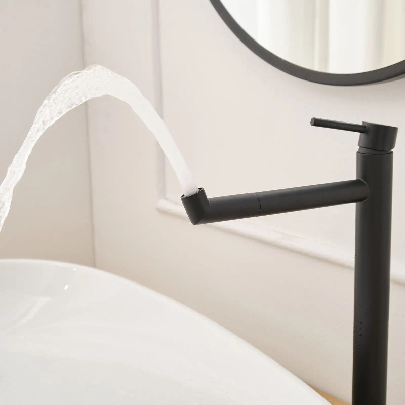 Single Hole Single Handle Black Gold Bathroom Vessel Sink Faucet