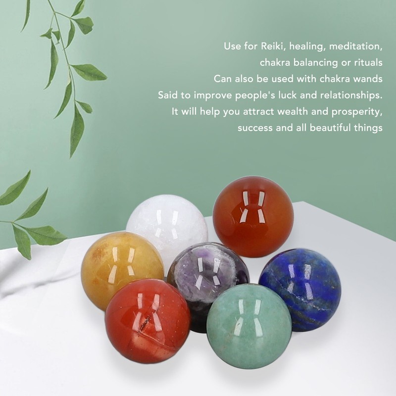 7pcs Chakra Crystal Balls Topaz Redstone Green Aventurine Lapis Lazuli