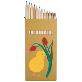 Azeeda 12 x 'Easter Chick And Tulips' Long 178mm Coloured Pencils/Pencil Set (PE00062445)