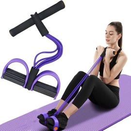 Multifunction Tension Rope, 6-Tube Elastic Yoga Pedal Puller Resistance Band, Natural Latex Tension Rope Fitness Equipment, for Arm/Abdomen/Waist/Leg Stretching Slimming Training (Purple)