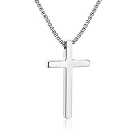 Ursteel Cross Necklaces for Men, Gold Plated Cross Necklaces Stainless Steel Mens Cross Necklace 22 Inch Necklace for Men Gifts