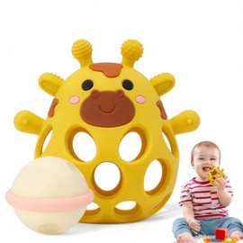2PCS Manhattan Sonajero Masticar Juguetes para Niños, Juguetes Montessori para Dientes y encías, Juguetes sensoriales de Manhattan para Niños, Juguetes Sensoriales y Estimulacion Temprana (Amarillo)