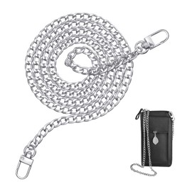 FuninCrea Metal chain Shoulder Strap, 120cm Adjustable Replacement Handbag Straps, Adjustable Purse Strap with Hardware Hooks Stylish Handbag Strap for Crossbody Canvas Bag Handbag (silver)
