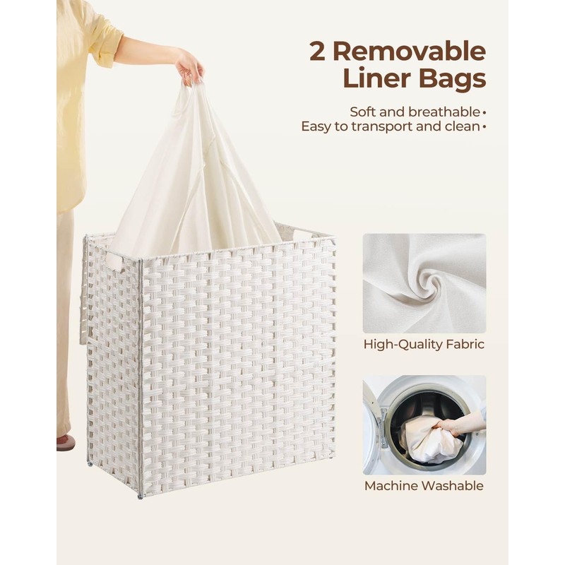 Greenstell Laundry Hamper with lid, No Install Needed, 130L Wicker