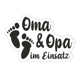 folien-zentrum - Oma und Opa im Einsatz 12 x 8 cm – High-Quality Sticker Car Kids Children Baby – Car Sticker Grandparents Grandfather Taxi for Car – Car Sticker Footprint Car Sticker – Made in
