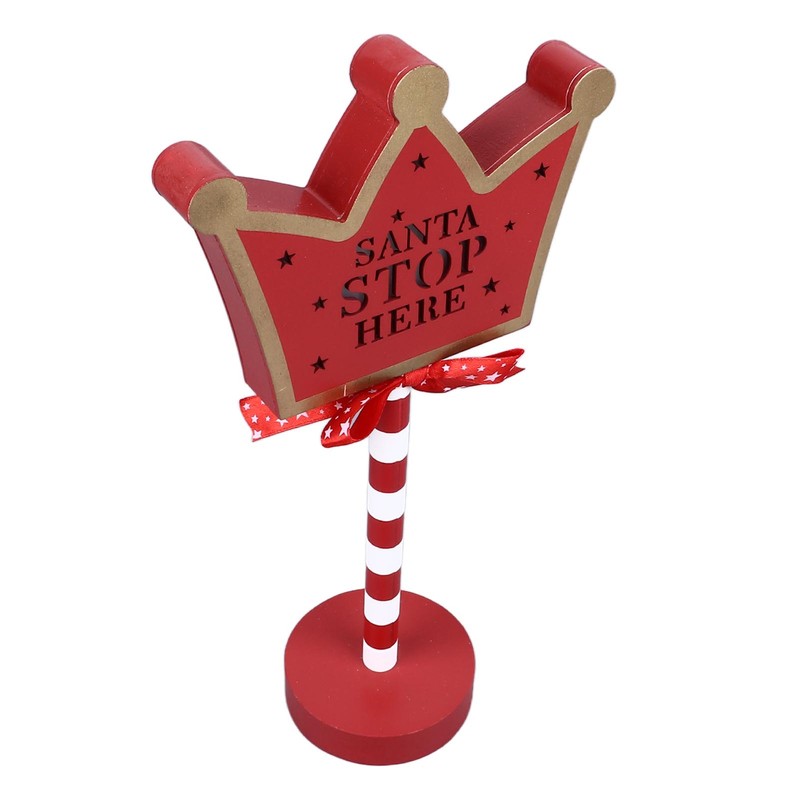 Christmas Stop Here Decor Metal Solid Wood LED Delicate Santa