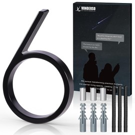 5 Inch Floating House Number 6, VONDERSO Black Metal Modern Outdoor Address Sign for Yard Street and Mailbox, Zinc Alloy Solid Address Numbers and Letters with Exquisite Drawing Process