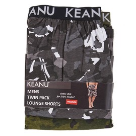 Keanu Mens Pack of 2 Lounge Shorts | Camouflage Design | Cotton Lounge Wear | Mens Sizes S - 2XL (Small)
