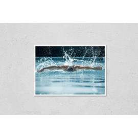 The Dynamic and fit Swimmer in Cap Swimming by Butterfly Style in The Pool. The Young Man. Sport, Healthy Lifestyle, Competition, Training, Athlete, Energy Concept