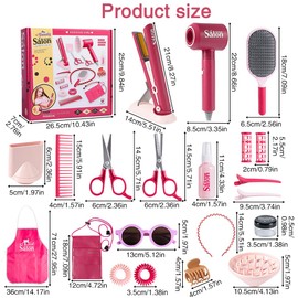 Golgner Friseur Set Kinder 22 Stück, Friseur und Schminktaschen Beauty Set, Frisör Spielzeug Kinder, Friseurspielzeug Kit, mit Fön Haarglätteisen Kamm Schürze Haarzubehör, Geschenk für Mädchen