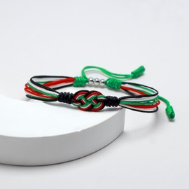HARACRAFT Palestine Infinity String Bracelet, Palestinian Patriotic Bracelet, Country Proud Flag Color Tibetan Bracelet, Surfer Wrist Wrap Bracelet for Men, Women, Lucky and Protection (Palestine)