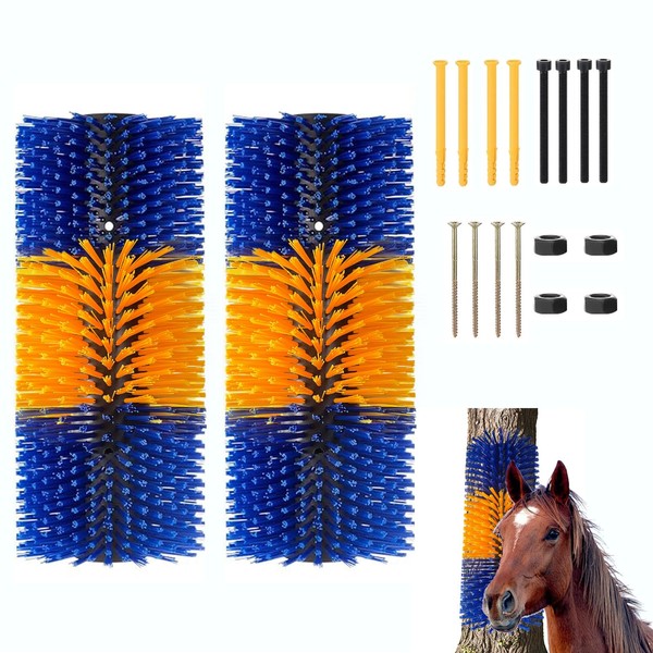 2PCS Livestock Scratching Brushes, Horse Brush Full Massage Brush Kit,