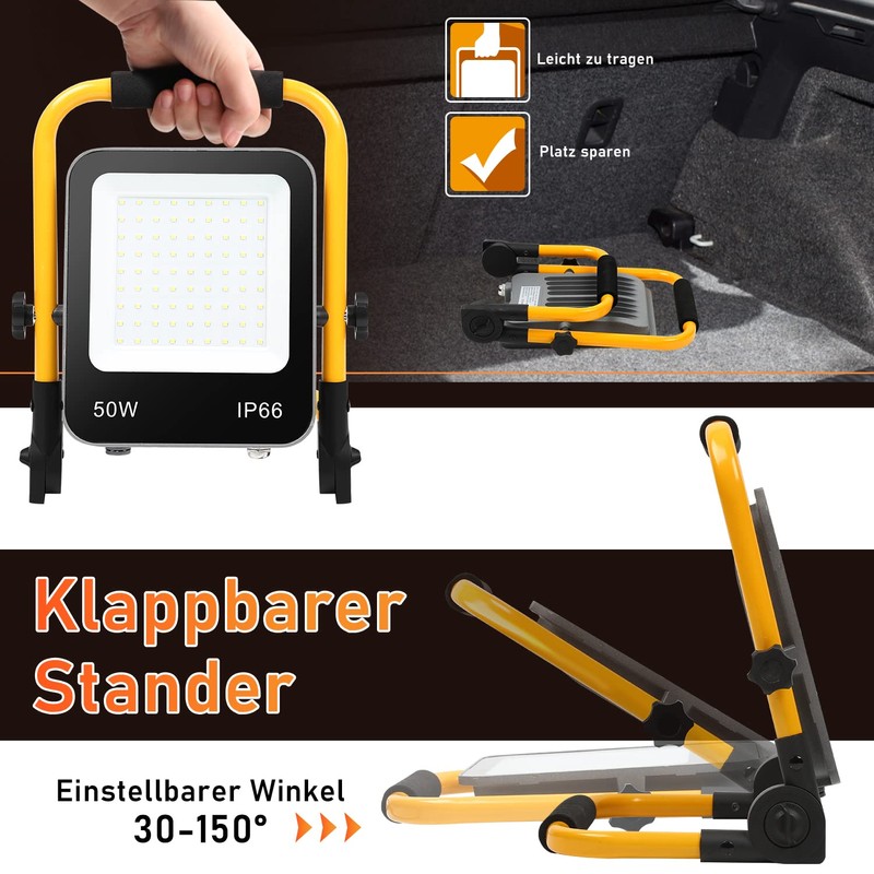 Ikodm GOL-8789-M1x LED Construction Spotlight, 50 W 5100 LM Work
