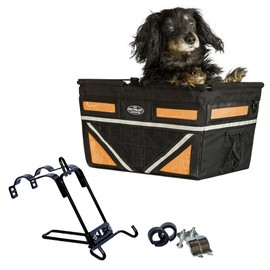 TRAVELIN K9 Pet-Pilot MAX Dog Bicycle Basket Carrier | 8 Color Options for Your Bike (NEON Orange)