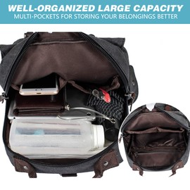 H HIKKER-LINK Canvas Messenger Bag Crossbody Shoulder Backpack Sling Bag Rucksack Daypack Casual Travel Medium Dark Blue