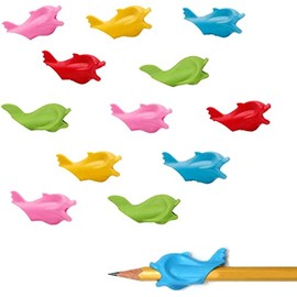 LATRAT 12 Pieces Writing Aid Grip, Posture Correction Dolphin Style Pencil Grips Handwriting Posture Correction for Children Students (Random Colour)