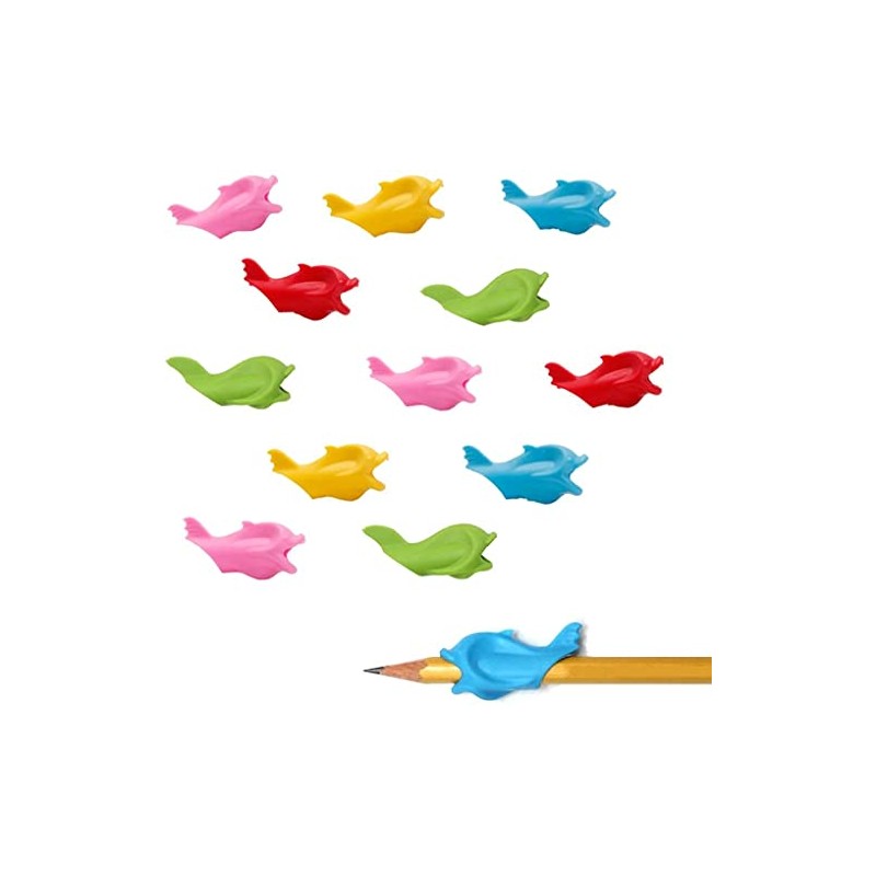 LATRAT 12 Pieces Writing Aid Grip, Posture Correction Dolphin Style