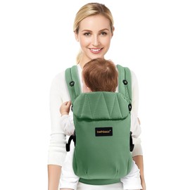 BethBear Baby Carrier Newborn to Toddler 7-45 lbs with Natural Material, Ergonomic Design,Versatile and Adjustable,Hands Free for Moms&Dads,Green
