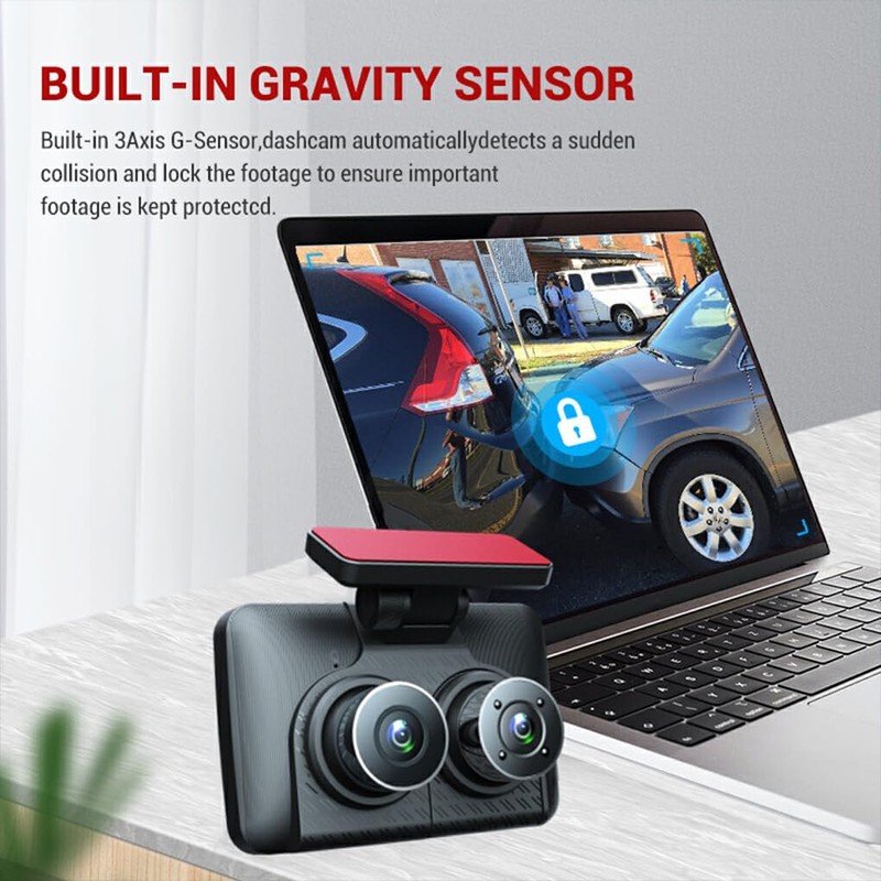 AIXXCUVQ Car 3Lens DVR 3-Channel Dash Cam Front and Rear