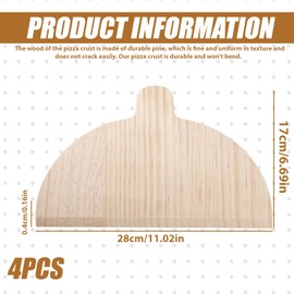 PORFOYO Pizza Peel Wooden 4 Pieces, Pizza Shovel, Pizza Slider, Pizza Board, Tarte Flambée Board, Pizza Peel, Pizza Server, Bread Baking Slider Wood for Homemade Pizza and Bread, 28 x 17 cm