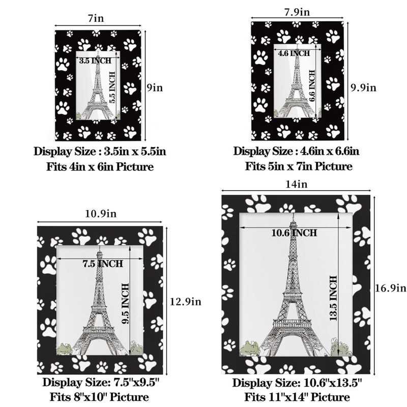Dog Paw Print 8x10 Picture Frame Wooden Photo Frames for