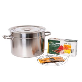 Lehman's Starter Canning Kit, Essential 7 Pc Set with Stainless Steel Water Bath Canner Stockpot, Rack and Essential Toolset