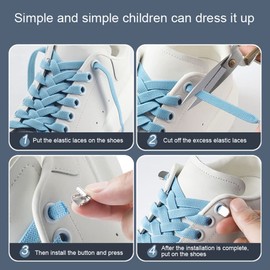 [VICT POPU] Shoelaces, No Tie Shoelaces, No Tie Shoelaces, Elastic Shoelaces, Suitable for Kids, Adults, Elderly People, blue, (sky)