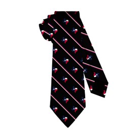 Guhothli Mens Texas State Map Pattern Necktie Three Color Stripes Ties Patriotic Red White Blue Neck Tie